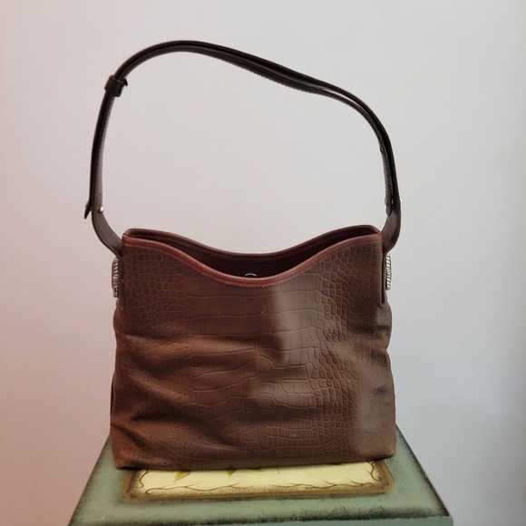 Brighton Handbags - Vintage Brighton Leather Croc Embossed Shoulder Bag